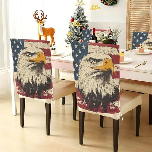 Miniatura 4 de 4th of July Independence Day White Bird Decorative Chairs Covers for Family Gatherings Soft 19.7x23.6in Chair Slipcovers covertores para sillas