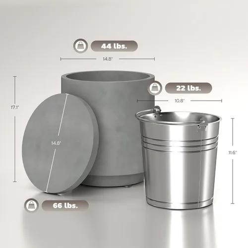 Miniatura 3 de HOMCOM Mesa auxiliar enfriadora para exteriores de 2.6 galones, mesa de centro fría 3 en 1 con almacenamiento, cubo de hielo extraíble y tapa, mesa