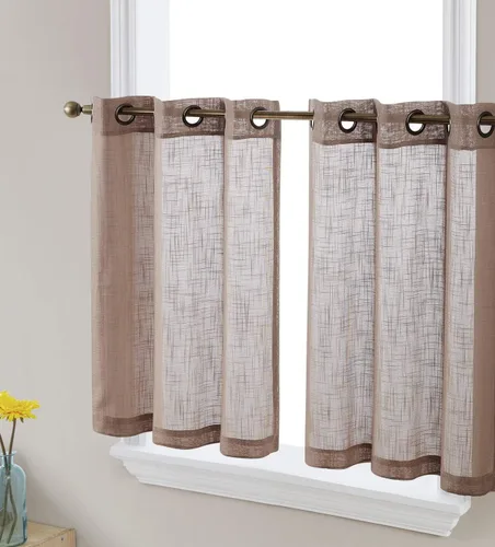 Miniatura 13 de HLC.ME - Cortinas de lino sintético con textura semitransparentes que mantienen la privacidad y filtran la luz, con ojales, cortas y de tela delgada