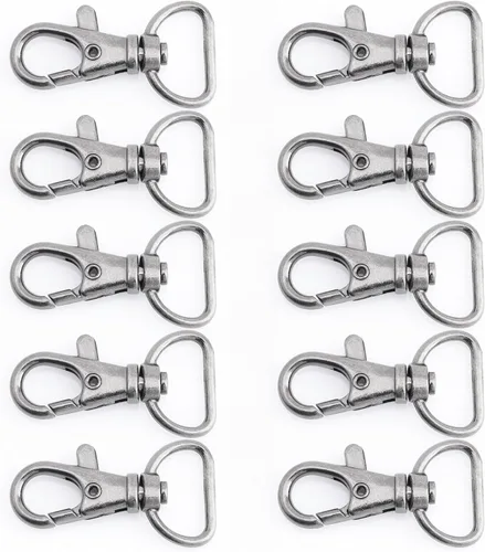 Miniatura 14 de 20 ganchos giratorios de pinza de langosta para hacer bolsos, clip de cordón de macramé CSPS (5/8 pulgadas, plateado)