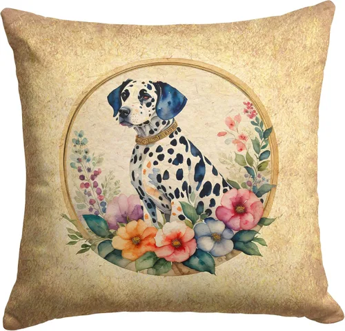 Miniatura 120 de Caroline's Treasures DAC2072PW1414 Affenpinscher and Flowers - Almohada decorativa de tela, lavable a máquina, para interiores y exteriores
