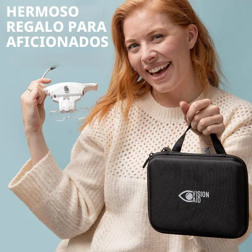 Miniatura 7 de Vision Aid Lupas con luz LED, 5 lentes, diadema, estuche de almacenamiento Lupa de montaje en cabeza iluminada manos libres para manualidades