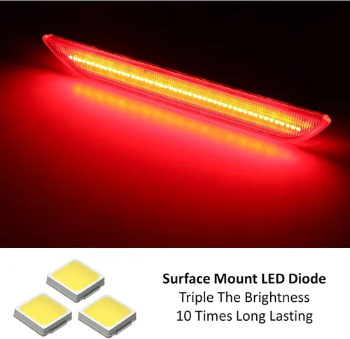 Miniatura 3 de iJDMTOY - Kit de focos laterales traseros con lente transparente roja LED completa Compatible con Ford 2015-23 Mustang, alimentado por 48-SMD LED
