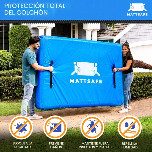Miniatura 2 de Bolsa de colchón con 8 asas para mudanza y almacenamiento, tamaño matrimonial, funda reutilizable con cierre de cremallera fuerte, protección