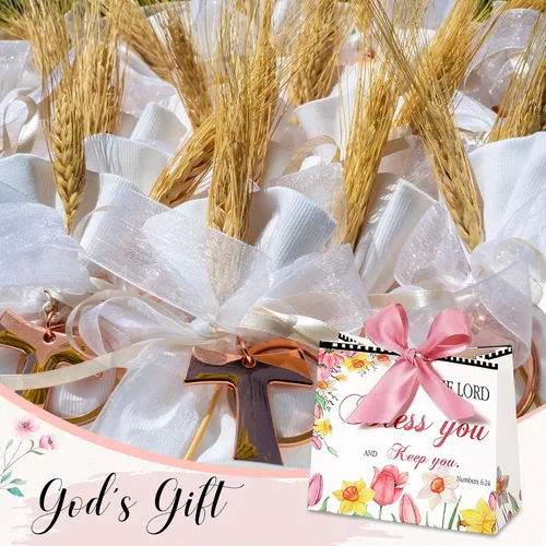 Miniatura 5 de Chuangdi 36 bolsas de regalo con versículos de la Biblia, bolsas de papel cristianas religiosas con cinta de lazo, regalo inspirador para la primera