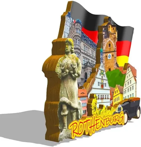 Miniatura 2 de Imán de Alemania Rothenburg para nevera de madera 3D, monumentos de viaje, coleccionables, recuerdos, decoración hecha a mano -295