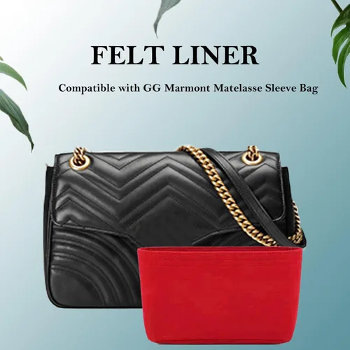 Miniatura 2 de Organizador de bolso de fieltro con bolsillos, mini bolso moldeador para bolso de hombro GG Marmont Matelasse, se convierte en bandolera (M, rojo)