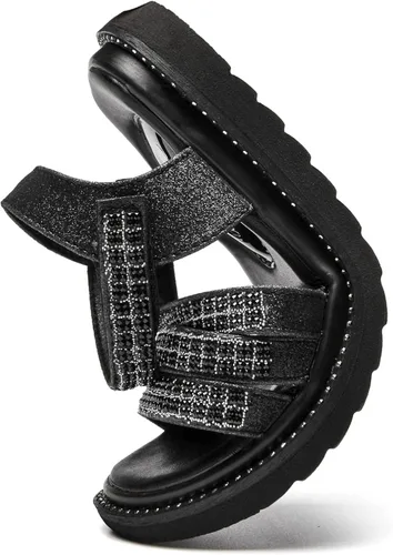 Miniatura 5 de DADAWEN Sandalias de verano para niñas con diamantes de imitación y puntera abierta con purpurina para exteriores (bebésniños pequeñosniños grandes)
