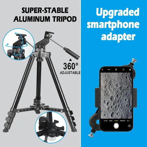 Miniatura 3 de Telescopio Celticbird para adultos de alta potencia, apertura de 80 mm, montura AZ de 600 mm, telescopio refractor para niños principiantes