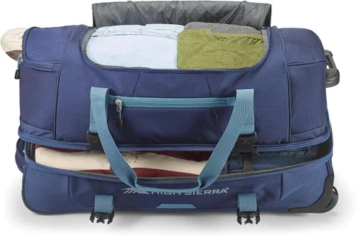 Miniatura 8 de High Sierra Fairlead - Bolsa de viaje portátil de poliéster de 34 pulgadas con ruedas y mango telescópico empotrado, color grisazul, Azul marino