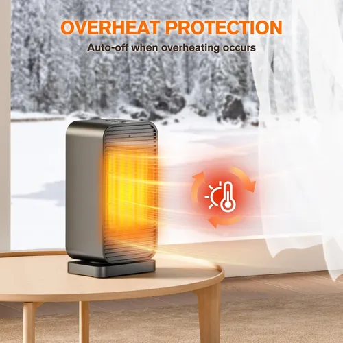 Miniatura 8 de Calentadores de espacio eléctricos portátiles para uso en interiores, mini calentador de espacio y ventilador combo, pequeño calentador