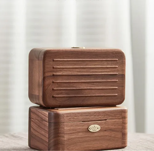 Miniatura 7 de Caja de música de madera maciza natural, caja de joyería, caja de adornos, recuerdos, cajas musicales de regalo, exquisita vendimia, adecuada