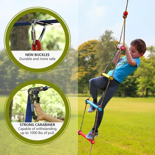 Miniatura 5 de Ninja Warrior - Accesorios para carrera de obstáculos, hebilla mejorada para línea floja de 2 pulgadas de ancho, sin desgarros, hebilla rápida,