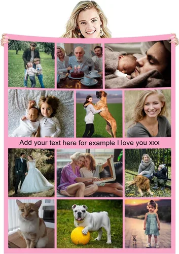 Miniatura 11 de Manta de fotos personalizada con collage de texto, imagen, regalo de cumpleaños de boda para adultos, bebés, niños, niñas, niños, papá, mamá, 10