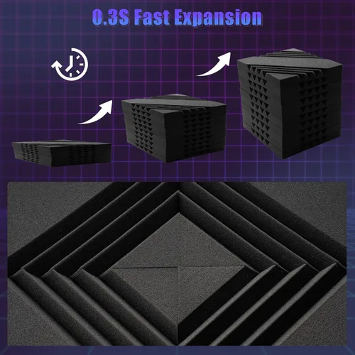 Miniatura 5 de VallisCo Paquete de 52 paneles acústicos de 1 x 12 x 12 pulgadas, paneles de espuma acústica para insonorización, reducción de ruido, paneles