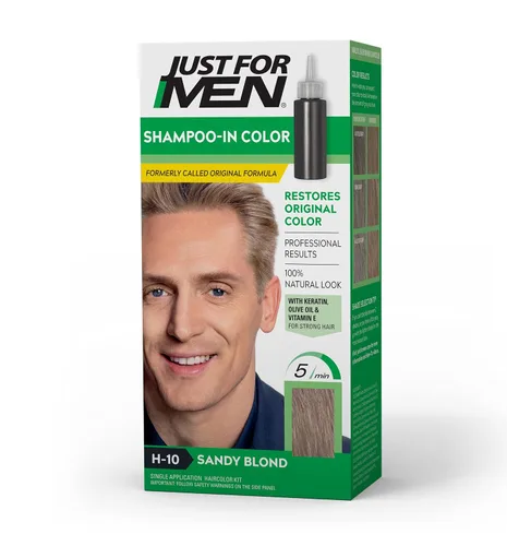 Just For Men Champú en color (anteriormente fórmula original), tinte de cabello para hombre con queratina y vitamina E para un cabello más fuerte,