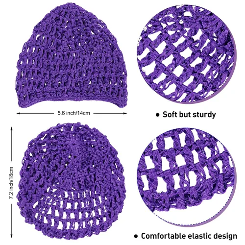 Miniatura 3 de Geyoga 2 piezas de red de ganchillo para el cabello, gorro de punto de rayón, cubierta de moño, gorro de ducha tejido para dormir para mujeres