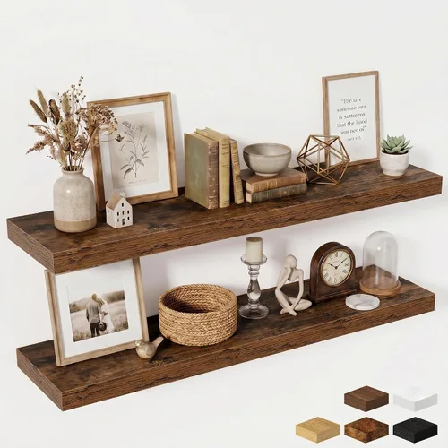 Miniatura 68 de Estantes flotantes de 48 pulgadas para pared, estante de chimenea de 10 pulgadas de profundidad, estantes flotantes de madera para pared, estantes