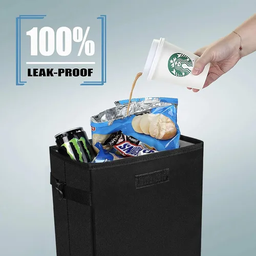 Miniatura 5 de Basurero para automóvil con tapa, organizador y almacenamiento a prueba de fugas, impermeable, cubo de basura multiusos para automóvil