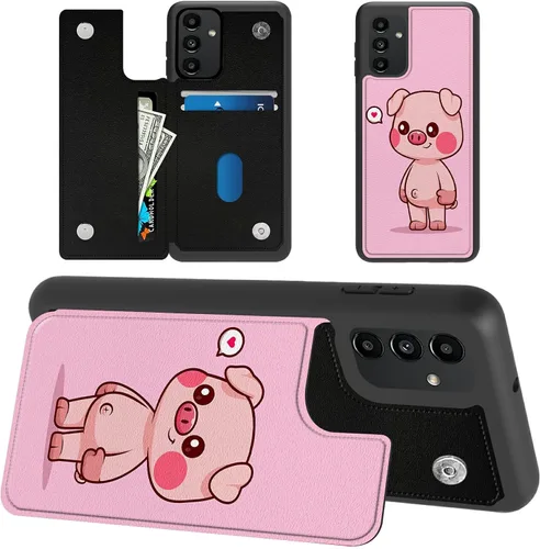 Miniatura 26 de Funda tipo cartera para Samsung Galaxy A14 5G con tarjetero y bloqueo RFID, piel sintética suave, función atril, cierre magnético, funda delgada