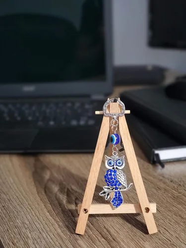 Miniatura 5 de LUCKBOOSTIUM Colgante colgante de búho plateado de la suerte y mal de ojo