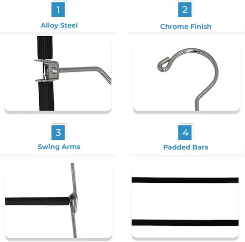 Miniatura 3 de USTECH Percha para pantalones de brazo, 5 niveles, colgador de columpio de varios niveles con acolchado de espuma y brazo extraíble, organizador