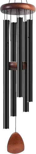 Miniatura 32 de Bursvik Campanilla de viento de 28 pulgadas, campanillas de viento decorativas en metal para exteriores, conmemorativas, regalo de recuerdo, Negro