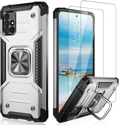 Miniatura 9 de IKAZZ Funda para Galaxy A51 5G con protector de pantalla, doble capa de TPU suave y flexible y policarbonato duro, antideslizante, de cuerpo Azul