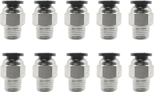 1/8 "PT macho empuje en conjunto conector neumático accesorios rápidos rosca diámetro 0.236 in para industria automática 10 unids