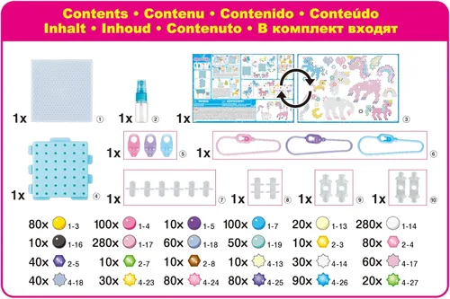 Miniatura 3 de Aquabeads Mystic Unicorn - Juego completo de cuentas para artes y manualidades para niños, más de 1,500 cuentas, tres llaveros y soporte