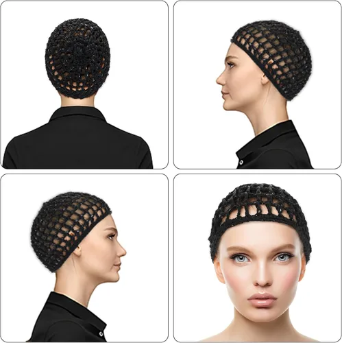 Miniatura 3 de WLLHYF Gorros de Peluca para Cabello Grueso y Largo, Gorros Ajustables de Red Malla Trenzada para Tejer, Hacer Crochet, Coser, Tejido de Red