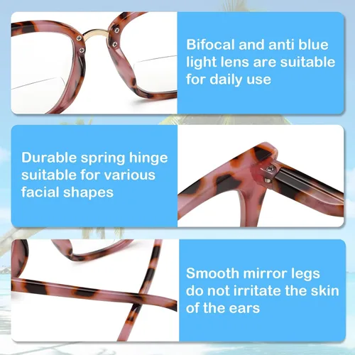 Miniatura 7 de ZUVGEES Paquete de 4 lentes de lectura bifocales para mujer, diseño de ojo de gato, de gran tamaño, bloqueo de luz azul, lectores de computadora