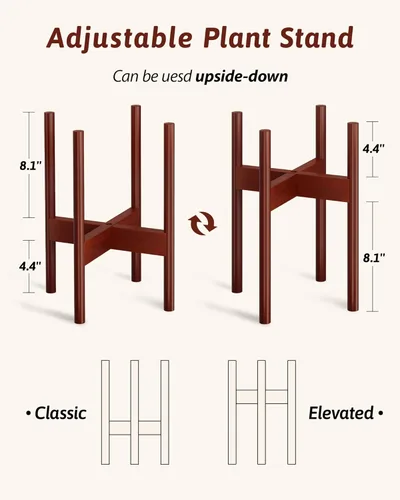 Miniatura 4 de GENTINGBRO Soporte Ajustable para Plantas de Interior, Soporte de Bambú para Plantas que se Ajusta a 8 9 10 11 12 Pulgadas, Pequeño Soporte