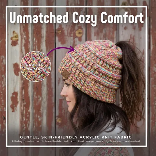 Miniatura 14 de Funky Junque - Gorro para mujer con ranura para cola de caballo