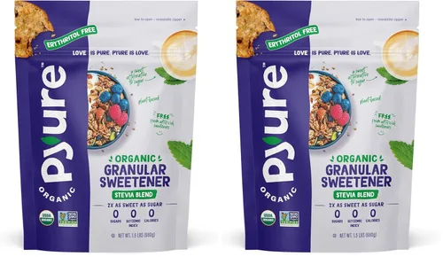Miniatura 10 de Pyure Mezcla orgánica de stevia Sustituto de azúcar granulado con cero calorías y carbohidratos, apto para ceto, diabéticos y veganos, alternativa