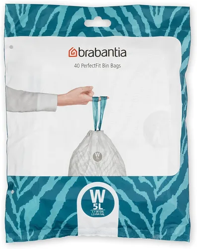 Miniatura 26 de Bolsas de basura Brabantia PerfectFit (Tamaño M/16 Gal) Bolsas gruesas de plástico para caneca de basura con asas de cordón (40 bolsas)