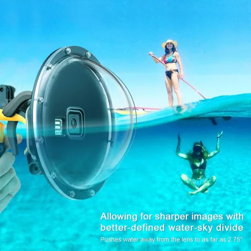 Miniatura 5 de GEPULY - Puerto domo para GoPro Hero 8 Black, lente de puerto domo con carcasa impermeable, disparador de obturador, agarre de mano flotante