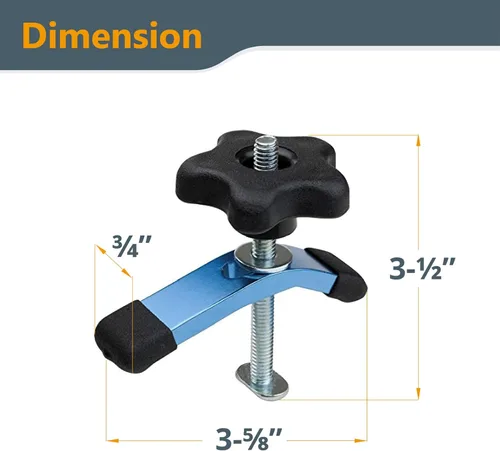 Miniatura 7 de POWERTEC 71082 T-Track Mini abrazadera de sujeción, 3-5/8 pulgadas de largo x 3/4 pulgadas de ancho (paquete de 3)
