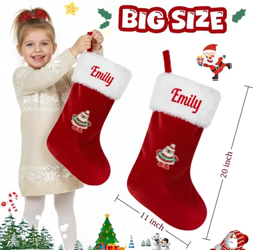 Miniatura 22 de Calcetines de Navidad personalizados para perros y gatos, calcetín de Navidad bordado con nombre personalizado en forma de pata de mascota o hueso