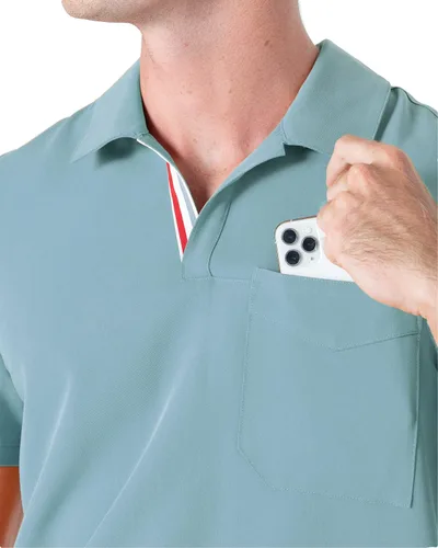 Miniatura 4 de Mediclo Camiseta médica médica para hombre - Fraser cuello bolsillos pecho camisa ecológica sostenible FYSEL tela ropa de trabajo