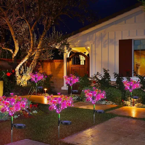 Miniatura 8 de Neporal Luces solares de jardín al aire libre impermeables IP65, 2 unidades Phalaenopsis flores solares luces solares de jardín impermeables
