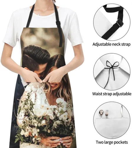 Miniatura 5 de Delantales personalizados para mujeres y hombres, delantal personalizado con logotipo de texto fotográfico, delantales de cocina personalizados
