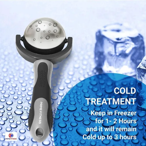 Miniatura 6 de PRIME Fitness Bola de rodillo de masaje frío Terapia de frío Bola de rodillo de hielo con mango Cryo Stick Alivia el dolor muscular (negro)