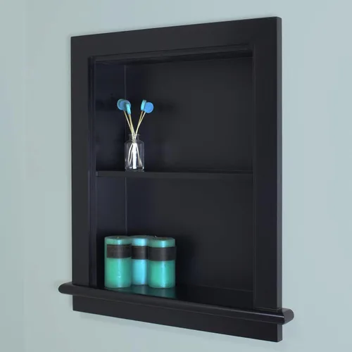 Aiden - Botiquín de repuesto de pared empotrada de 14 x 18 pulgadas, estante de inserción de gabinete de baño, fabricado en América del Norte, Negro