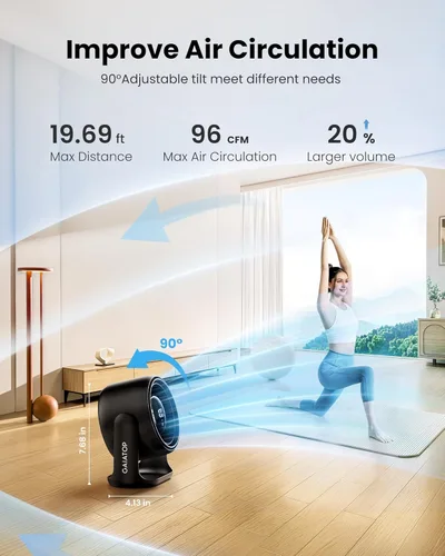 Miniatura 8 de Gaiatop Ventilador de escritorio con control táctil, batería de 4000 mAh, ventilador de dormitorio ultra silencioso de 5 velocidades con pantalla