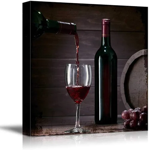 Miniatura 9 de wall26 - Lienzo decorativo cuadrado para pared, copas de vino con botella de vino y uvas, impresión giclée, arte moderno para el hogar, listo