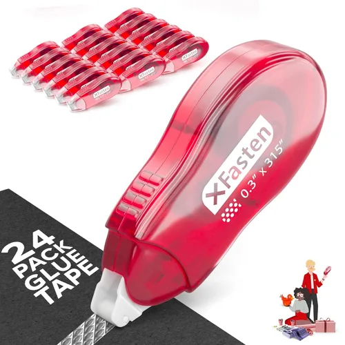 XFasten Japan Dots - Cinta adhesiva para álbumes de recortes, 0.315 in x 26 pies, paquete de 24 rodillos de cinta de doble cara, aplicador de puntos