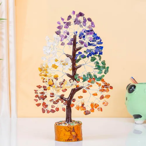 Miniatura 7 de Árbol de la vida de 7 chakras, árbol de la vida de cristal, árbol de piedras preciosas hecho a mano, árbol de Feng Shui, decoración de cristal