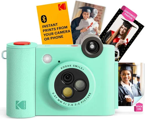 Miniatura 24 de Kodak Smile+ Paquete de regalo para cámara e impresora digital instantánea 2 en 1 + estuche + papel fotográfico Zink 2 x 3 con parte trasera Rojo