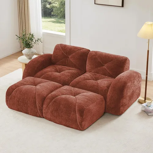 Miniatura 21 de Sofás modulares modulares de 110.6 pulgadas para sala de estar, sofá moderno de terciopelo sin hueso, no requiere montaje, cómodo sofá sin hueso